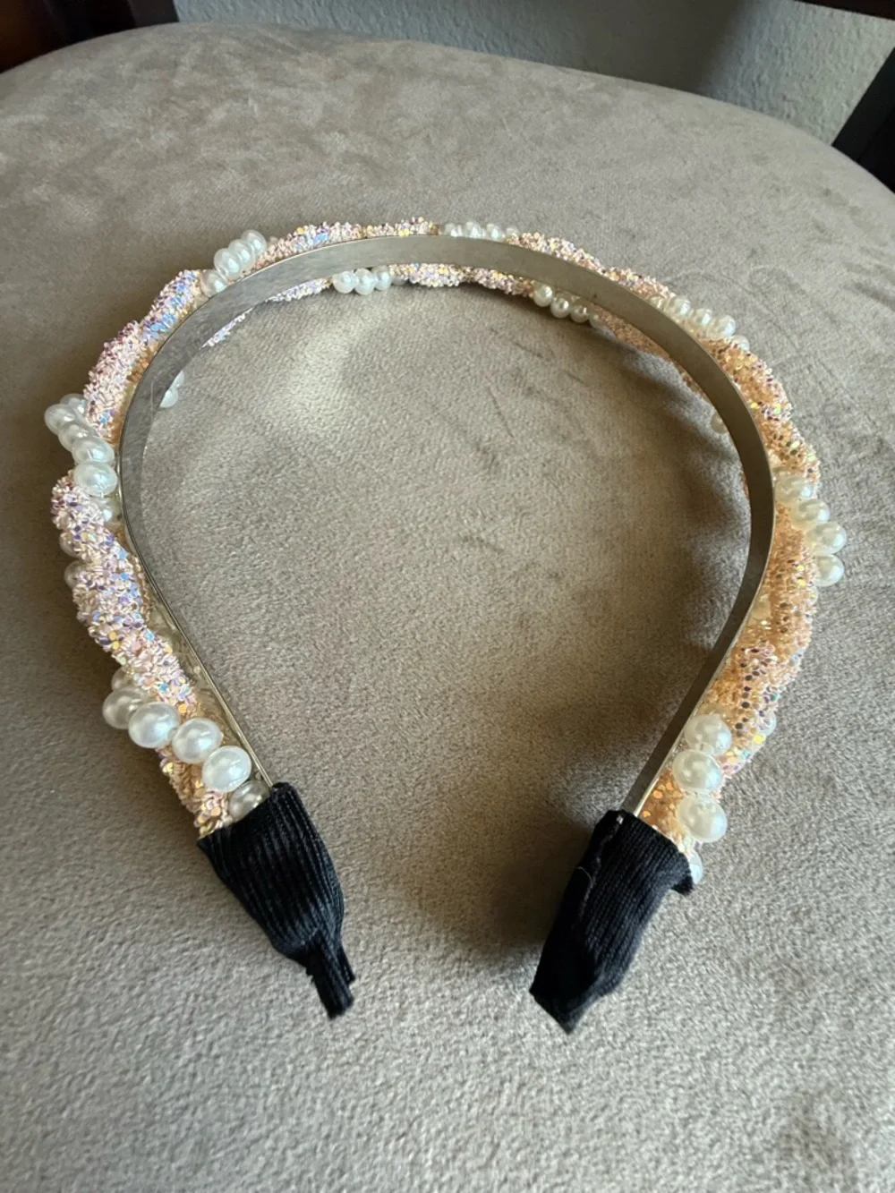 Pearl & Crystal Embellished Pink Headband